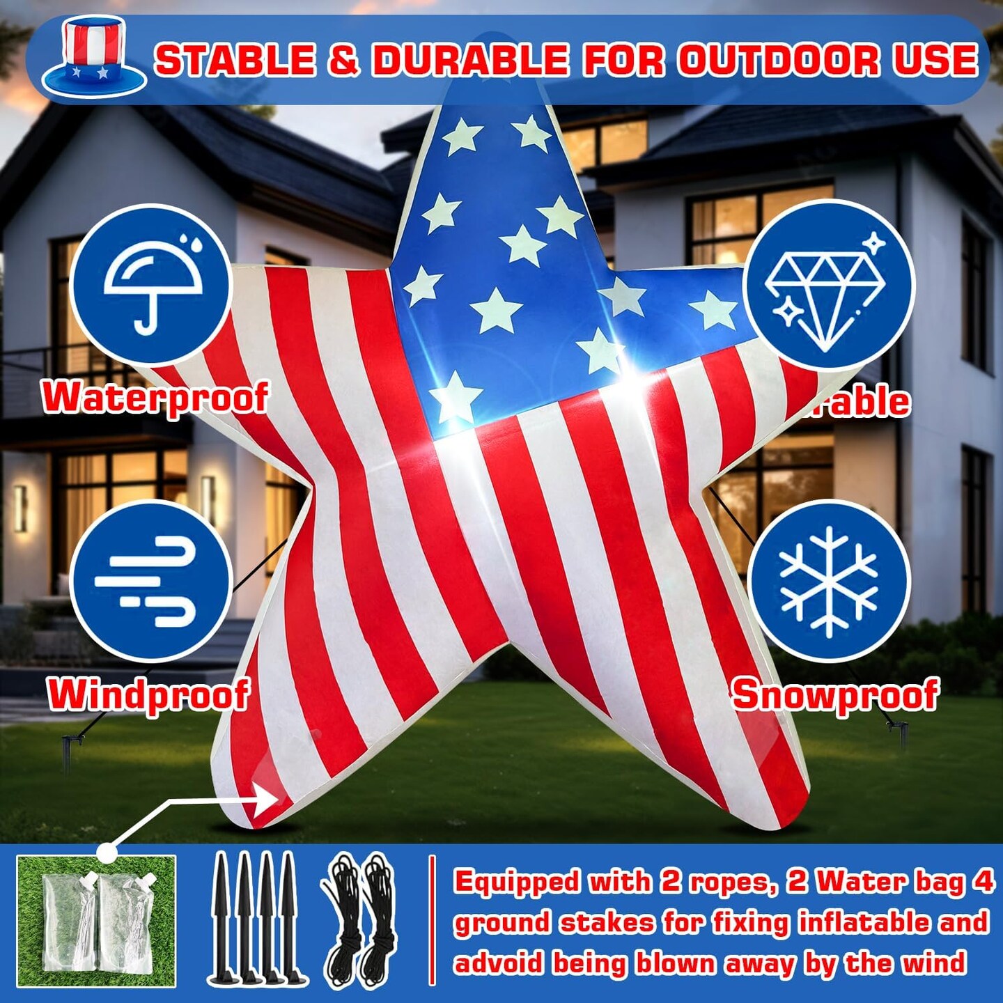 4th of July Inflatable Outdoor American Star Decoration Yard Decor