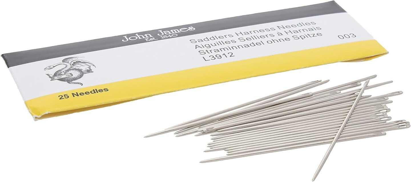 John James Saddlers Harness Needles, Rounded Point, Use for All Hand Stitched Leather Craft Work and Harness/Saddle Repairs