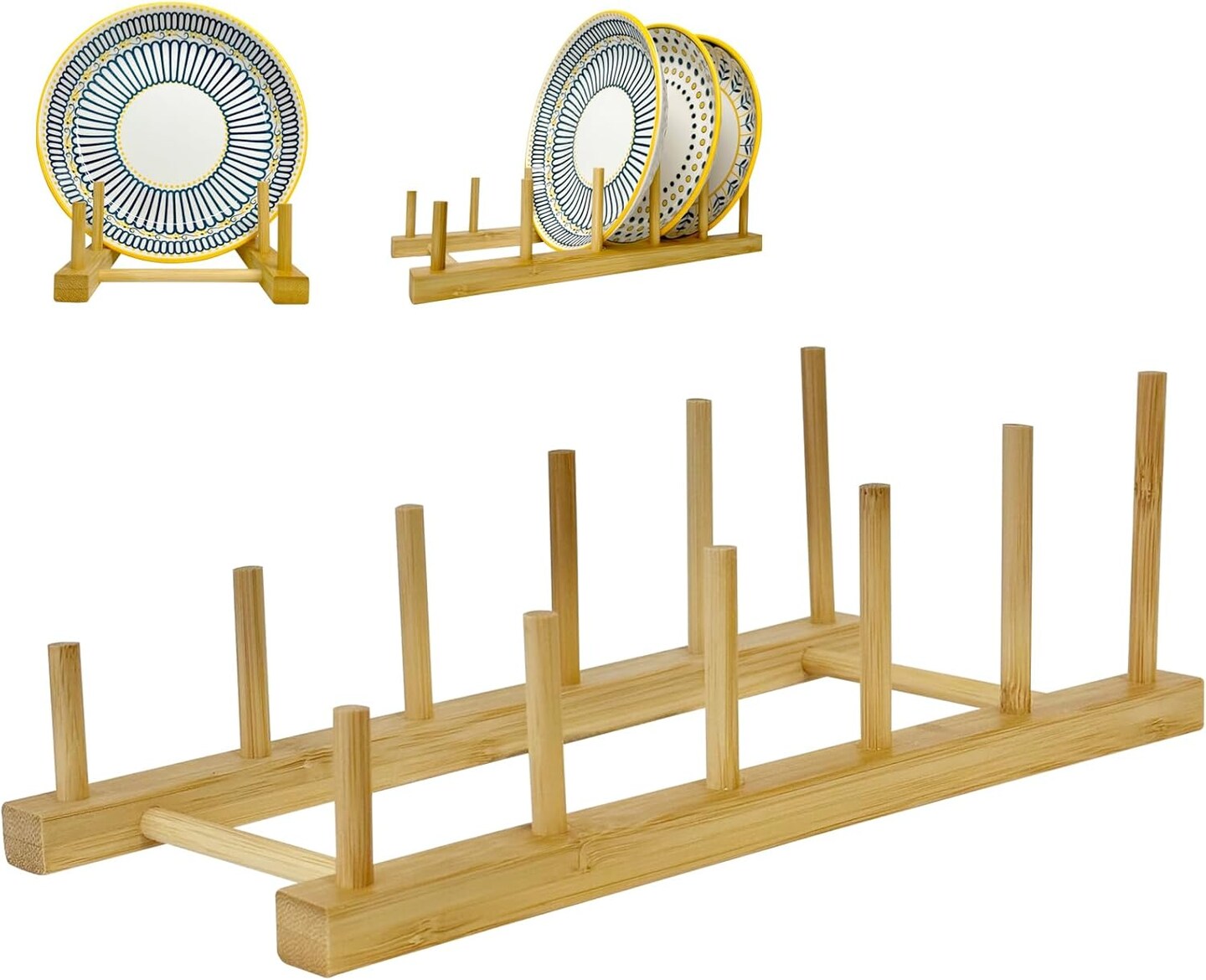 2 Pack Plate Holder for Displaying (Bamboo) 11.4 x 5.3 x 4 inches