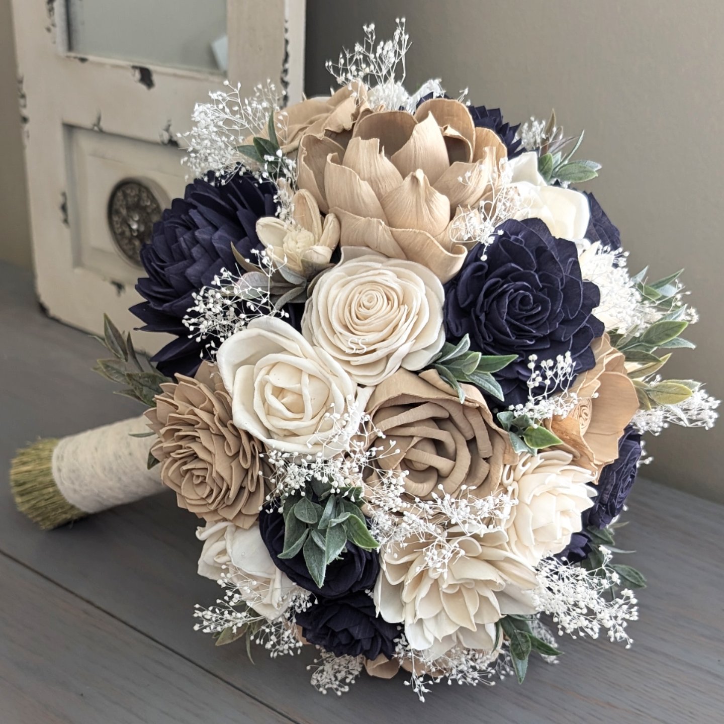 Navy buy and Ivory Flower Bundle