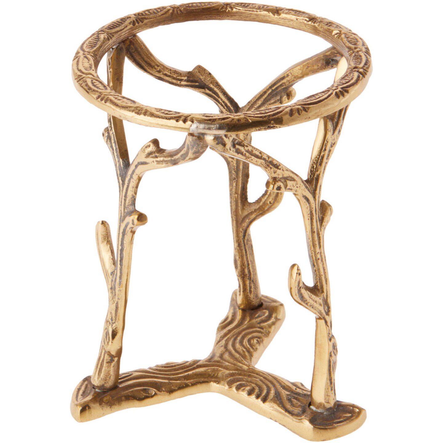 Bard&#x27;s Brass-toned Egg Stand/Holder, Twig Branch Leg, 3&#x22; Diameter