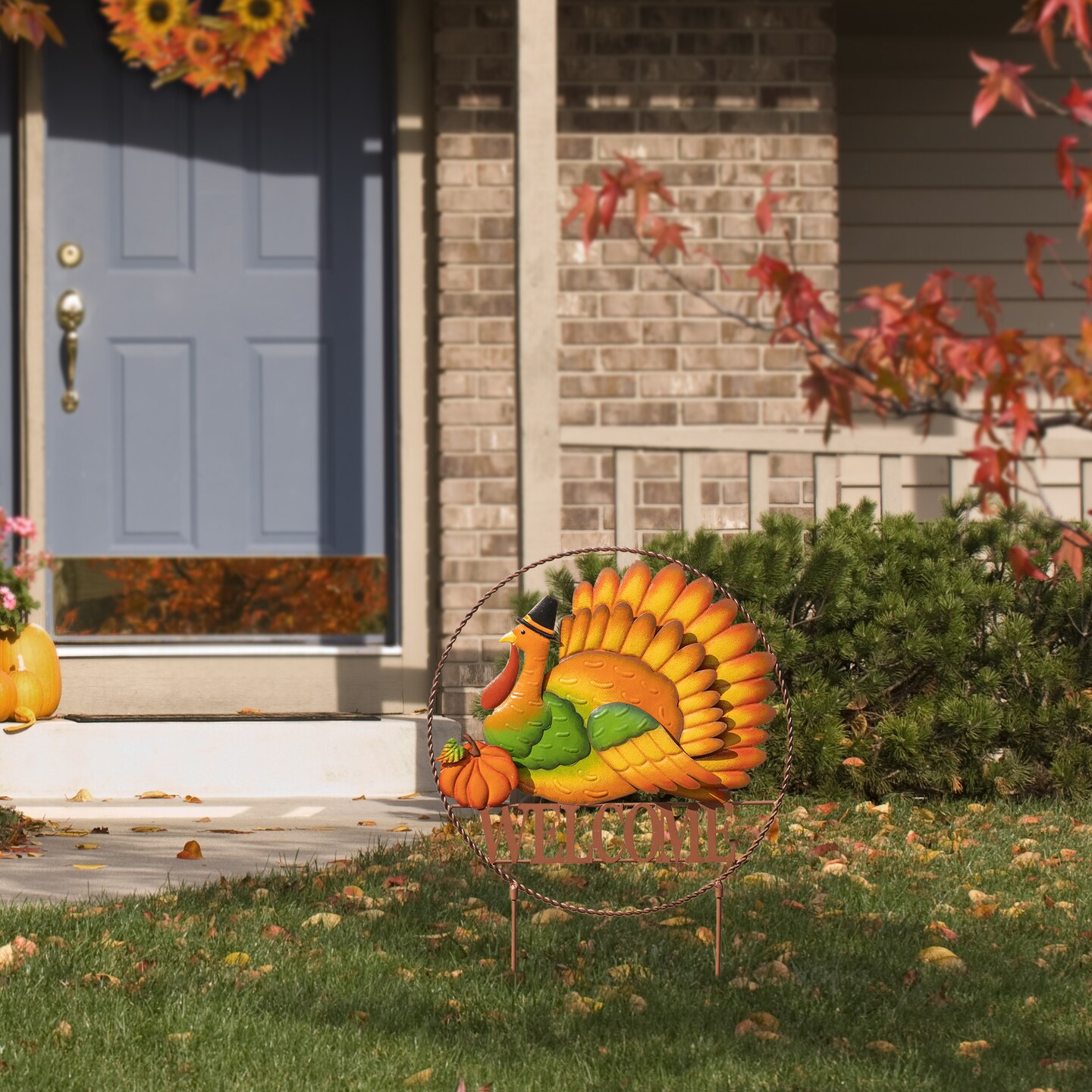30&#x22;H Thanksgiving Metal &#x22;WELCOME&#x22; Turkey Yard Stake (KD, Two function)