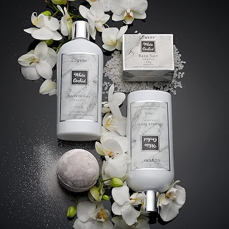 Spa Gifts for Women, Bath and Body Gift Set, White Orchid Self Care Gift Basket for Women Men Girlfriend Gifts for Mom, Spa Kit with Nail Kit, Bath Bombs & More Birthday Personalized Gifts