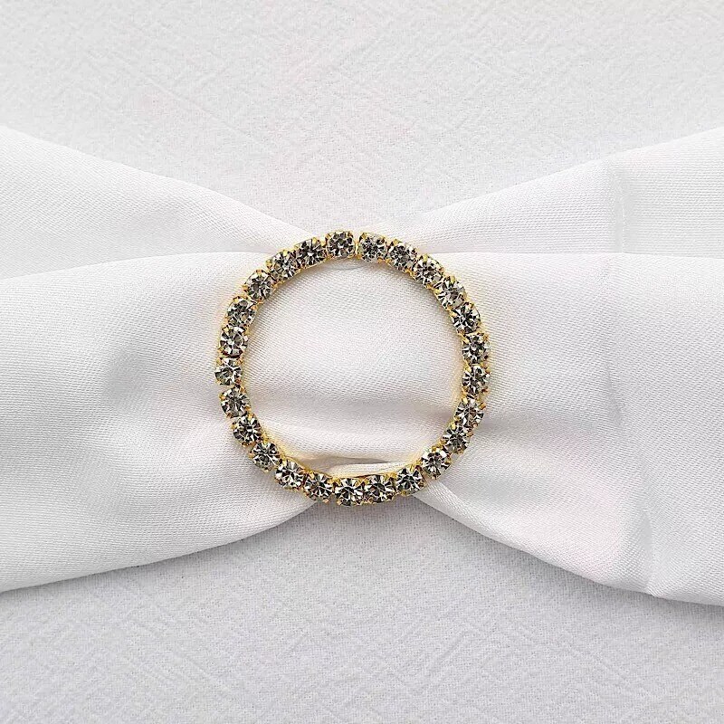2&#x22; Gold Round Metal Rhinestones Chair Sash Buckle Pin Party Events Decorations