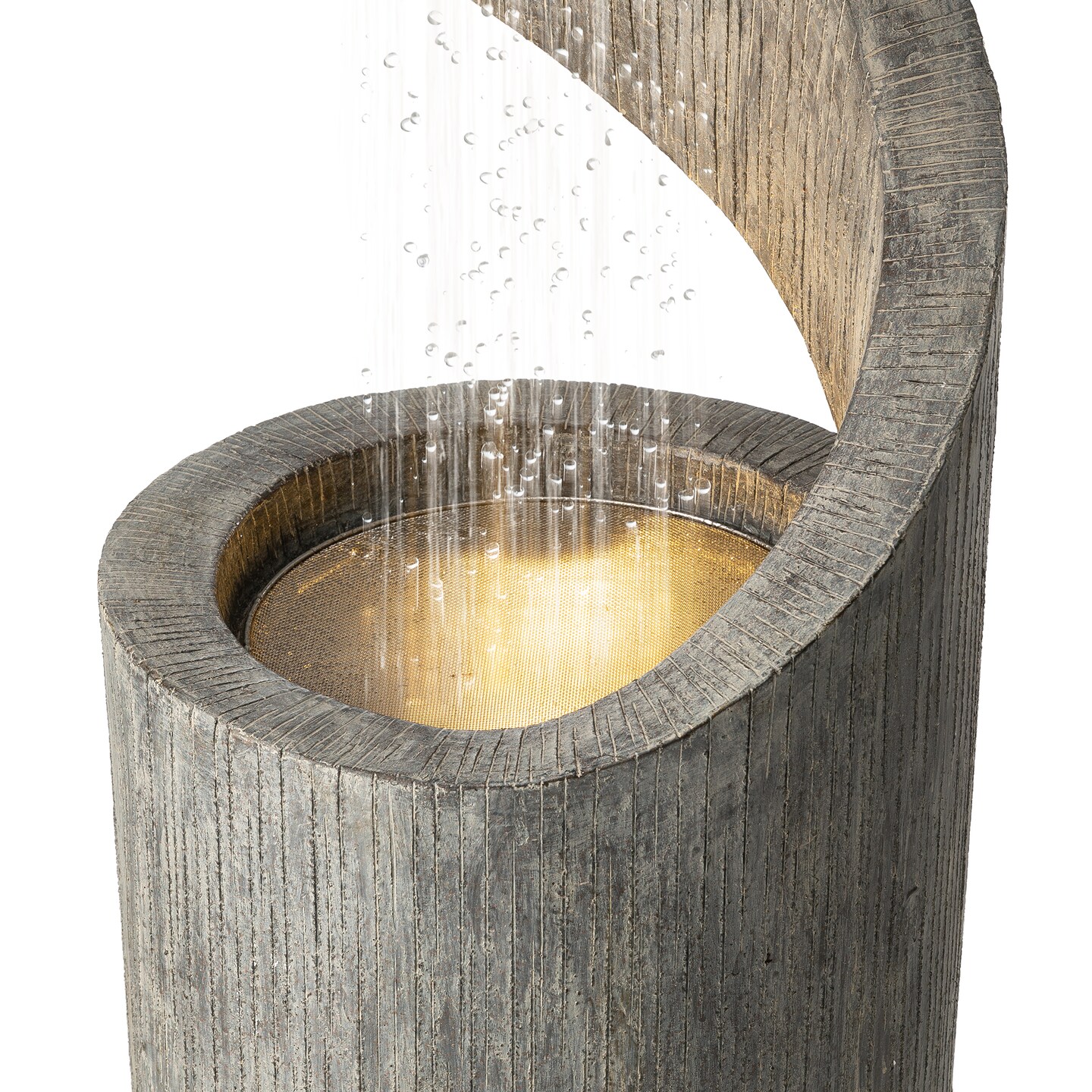40&#x22;H Oversized Spiral Shaped Outdoor Fountain with LED Light, Polyresin, Includes Pump, Multiple Colors