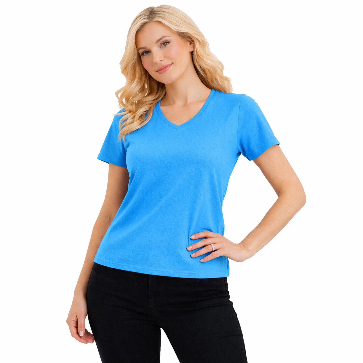 Galaxy Divatee Women’s Relaxed Fit V-Neck Short Sleeve T-Shirt