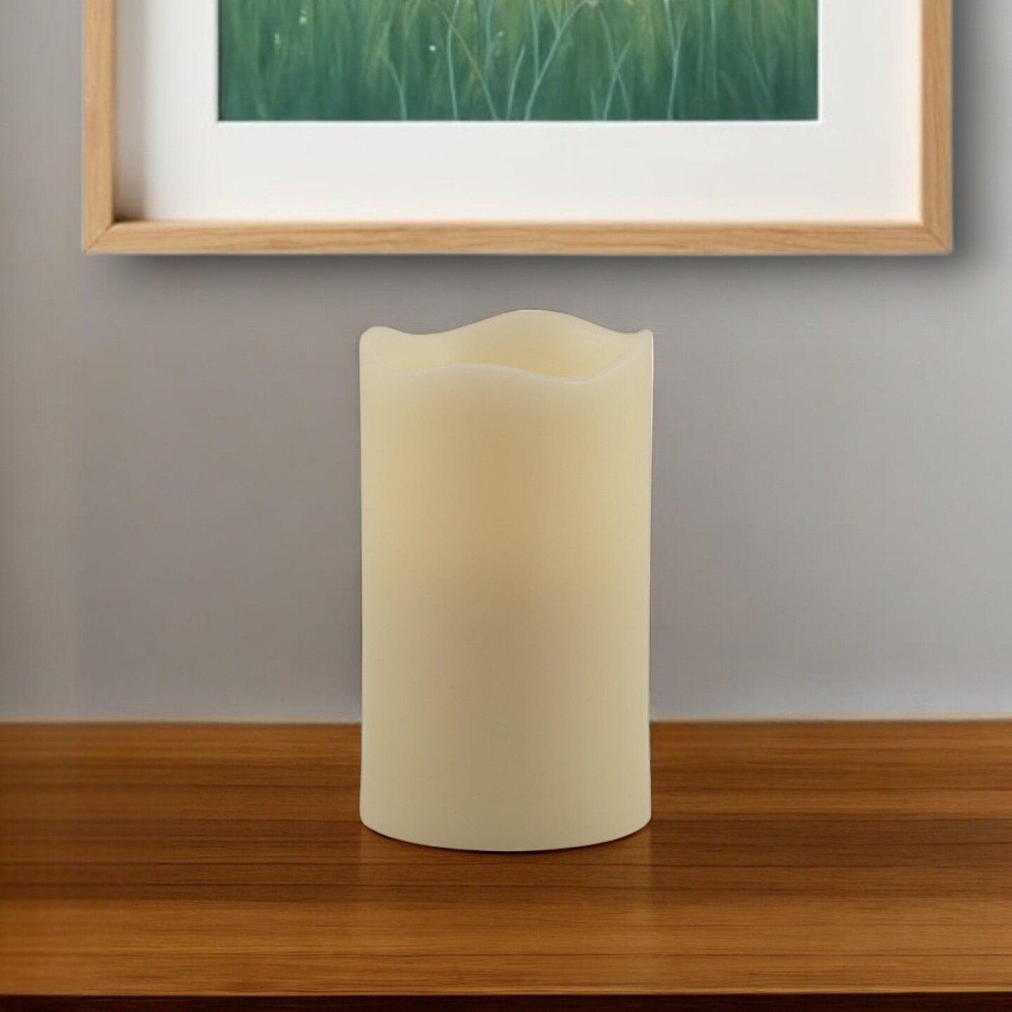 Edge Collections - 5" x 3" - White - Flameless Pillar Candle for Ambient Decor - 1 Piece