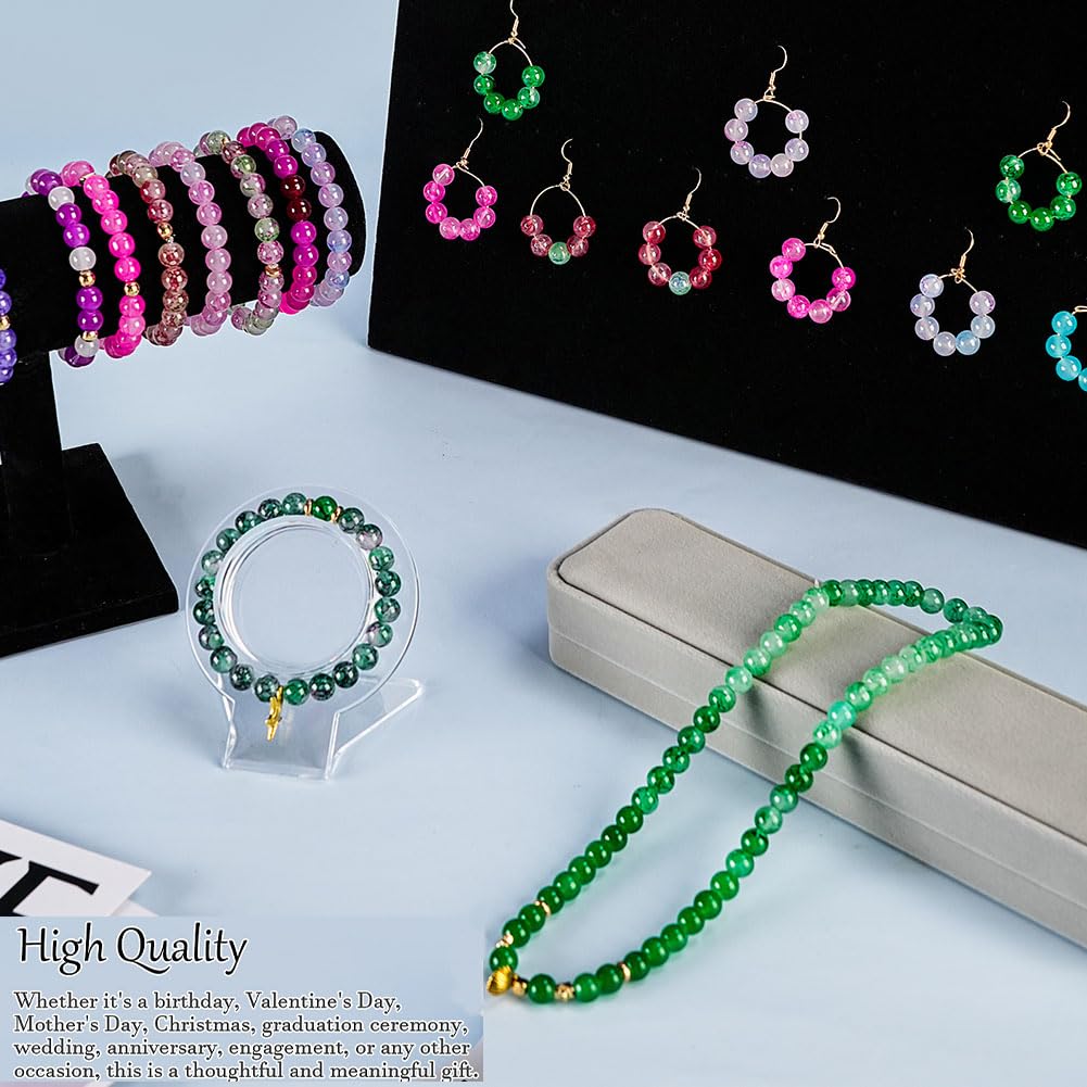 Glass Beads for Jewelry Making, 1300pcs + 8mm 48 Colors Round Crystal Glass Beads Bracelet Making Kit, Bead Starter Kit for Birthday Holiday Christmas Gifts