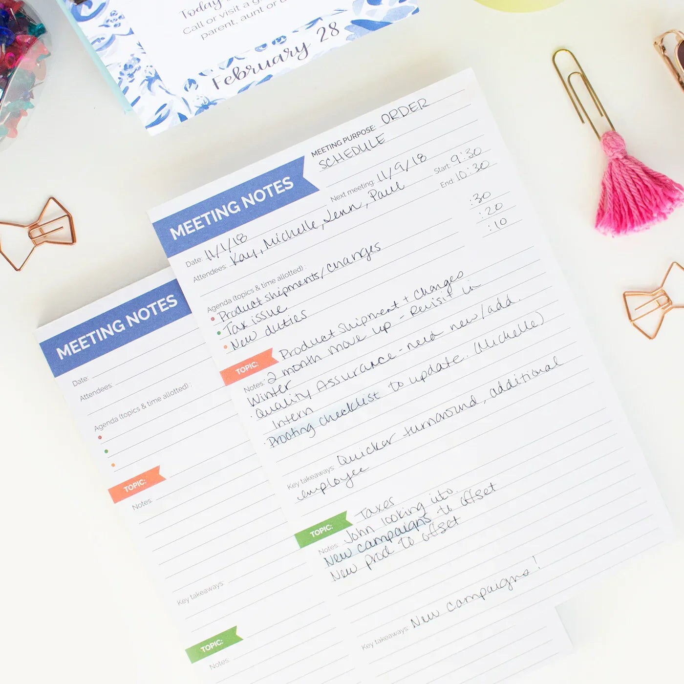 bloom daily planners Planning Pad, 6" x 9", Double Sided Meeting Notes, Neutral