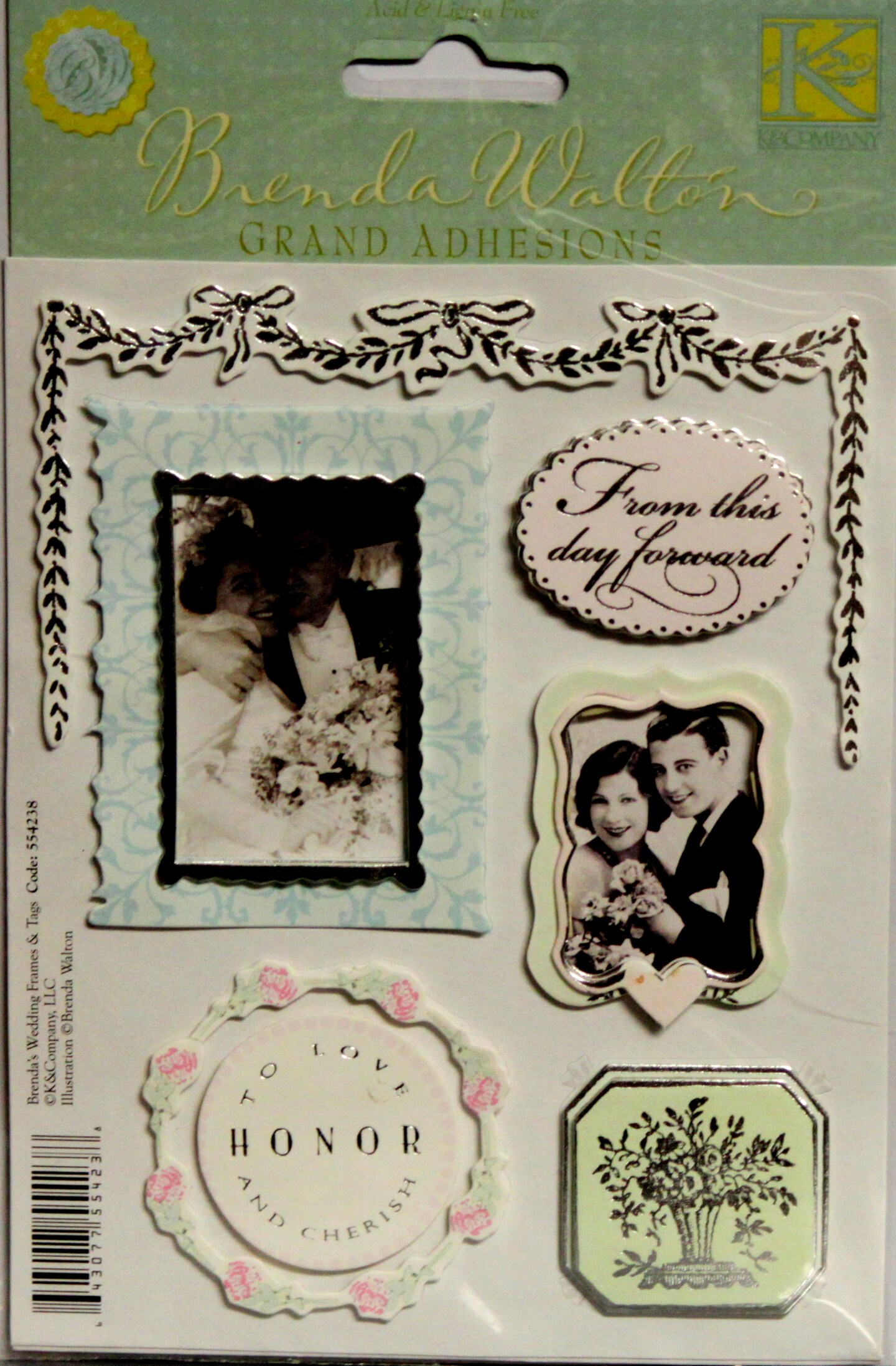 K &#x26; Company Brenda Walton Grand Adhesions Wedding Frames &#x26; Tags Dimensional Stickers