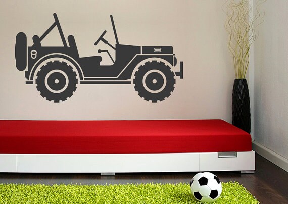 Safari Vehicle Wall Decal - Safari or Jungle Themed Room Decor for Kids Bedroom and Nursery, Jungle Cruiser Decals