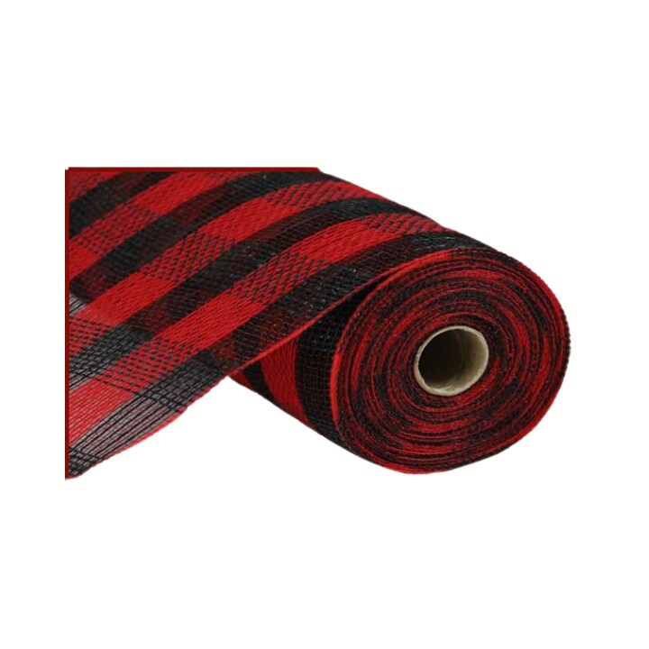 Red & Black Buffalo Check Deco Mesh – 10.25