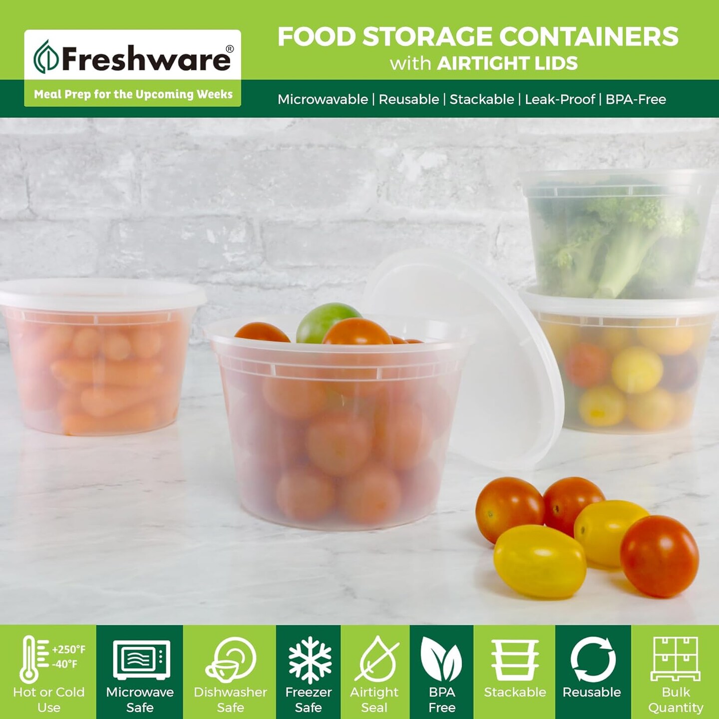 Food Storage Containers [50 Set] 16 oz Plastic Deli Containers with Lids, Slime, Soup, Meal Prep Containers