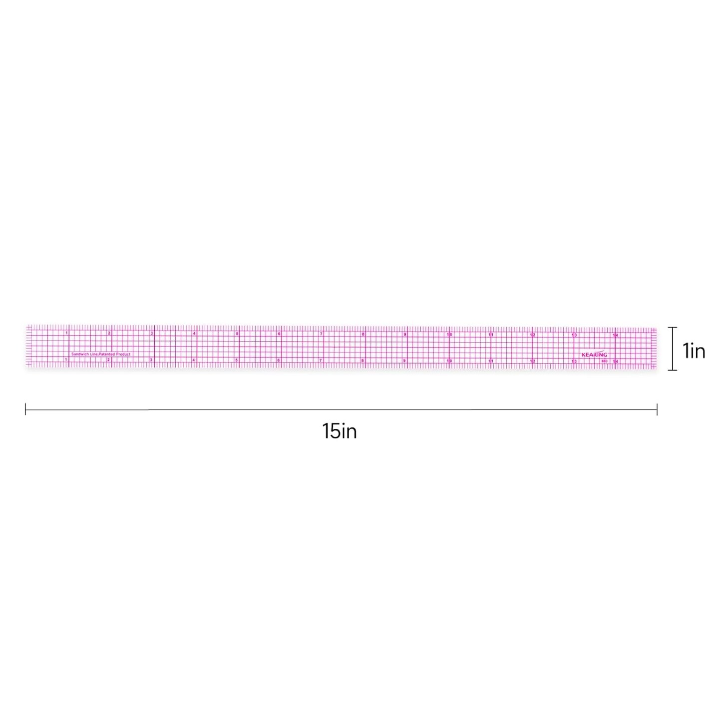 Clear Sewing Ruler: Quilting & Pattern Grading, 1.2mm Plastic