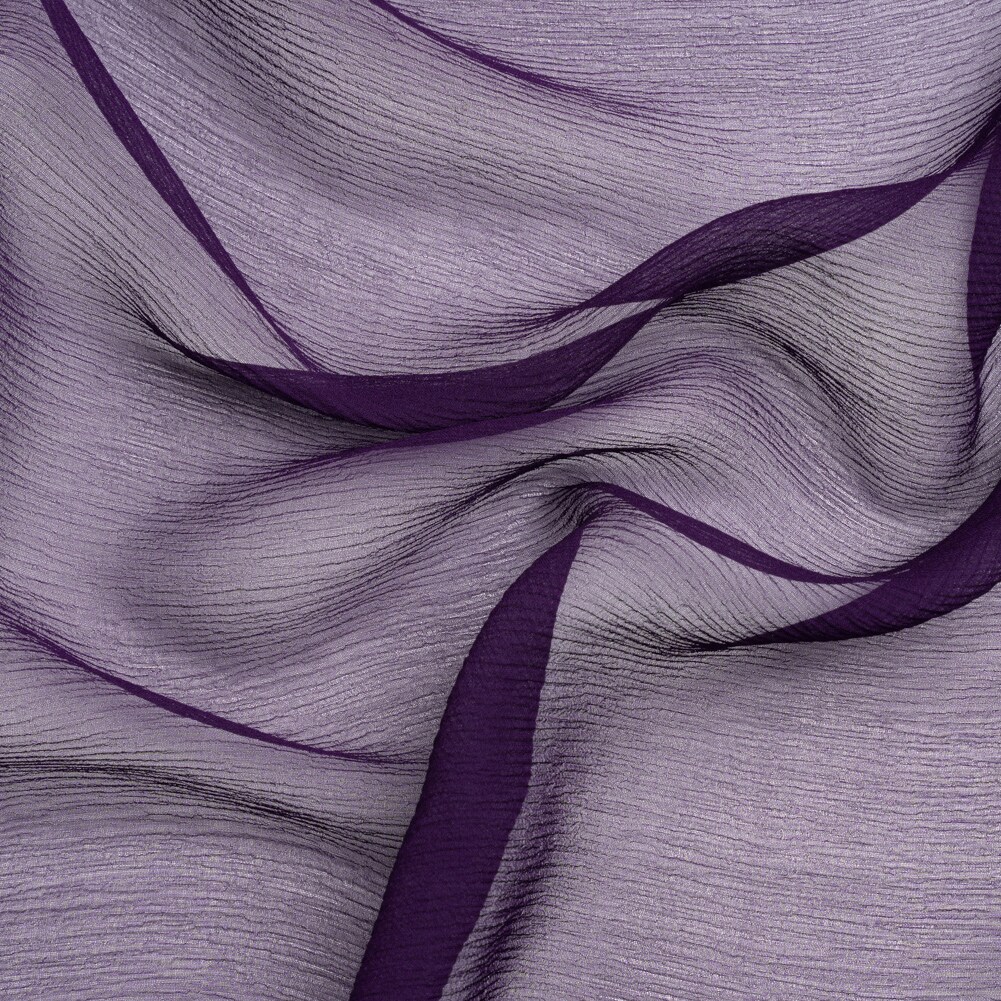 1 Yard Grape Sheer Crinkled Silk Chiffon Fabric for Flowing Dresses Scarves 43 inch Width