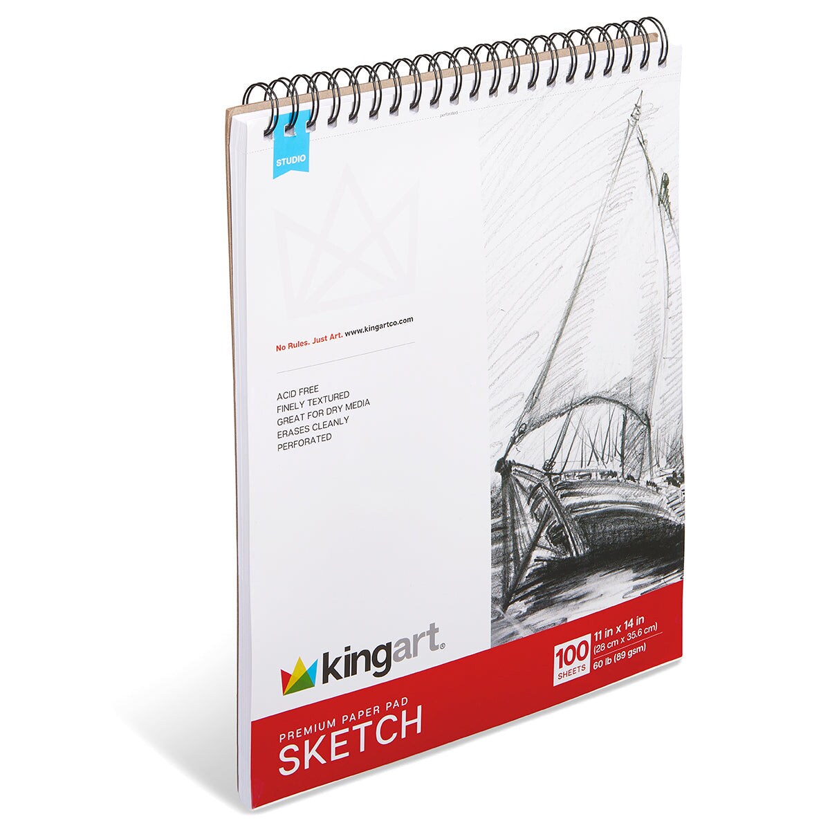 KINGART® Sketch Paper Pads - Top Spiral – 11" x 14" (2 Pack, 100 Sheets Each)