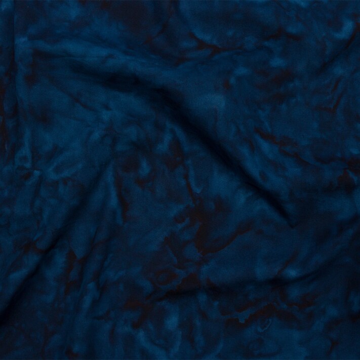1 Yard Navy Abstract Quilting Cotton Fabric with Tie Dye Batik Design