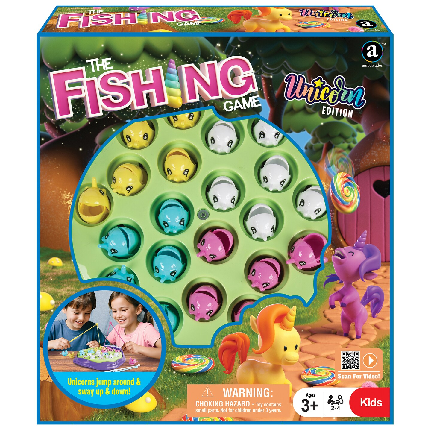 Ambassador Games: The Fishing Game - Unicorn Edition - Classic Animated Catching Game, Unicorns Jump Around &#x26; Swap Up &#x26; Down, Kids Age 3+, 2-4 Players