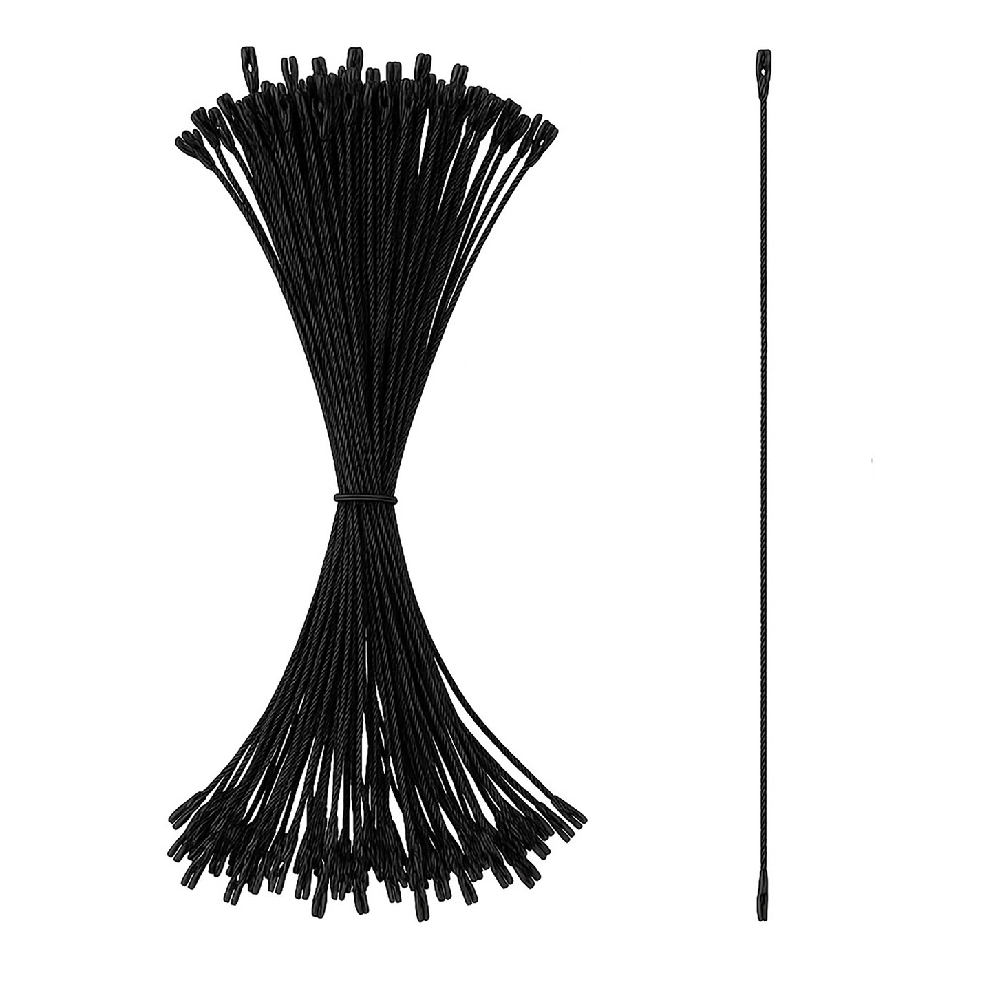 Set of 100 Black Christmas Ornaments Cords Strings Hangers 7.9 Inches