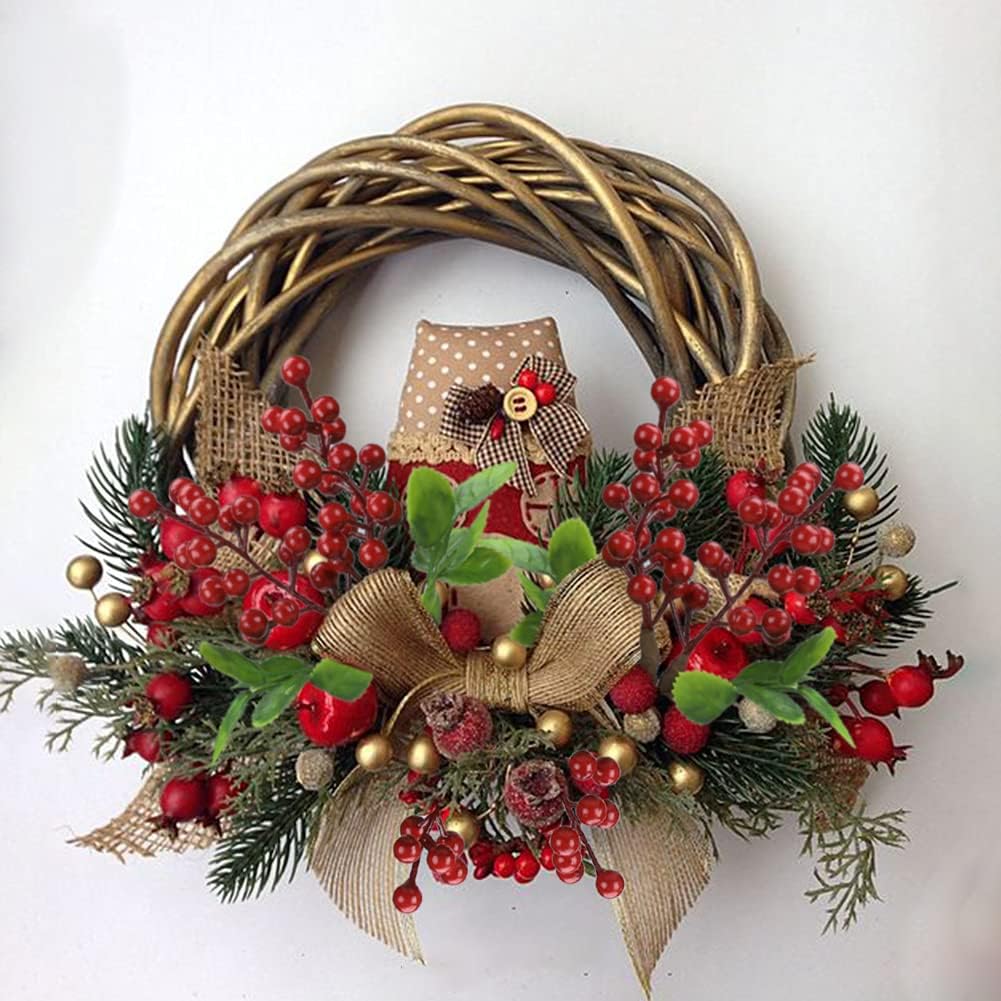 6 Pack Christmas Picks Artificial Red Berry Stems (red)