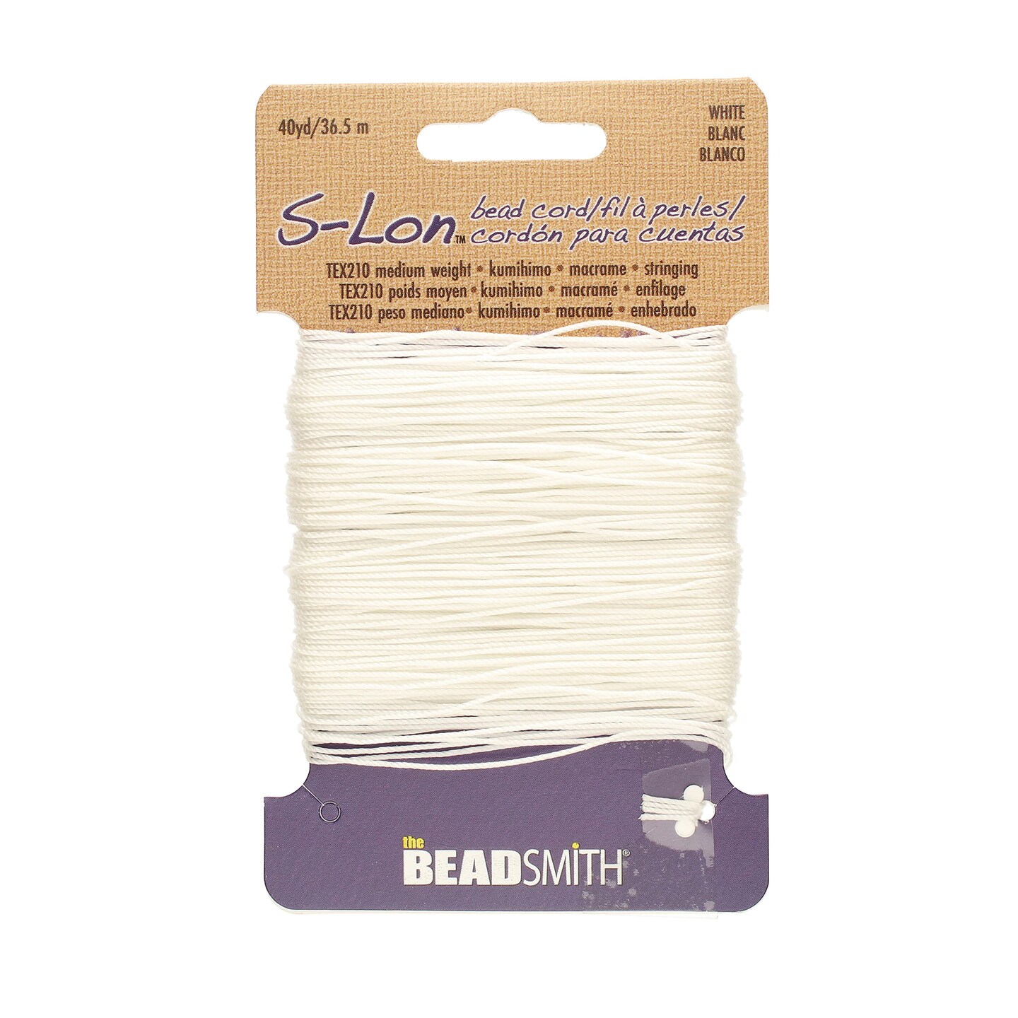 The Beadsmith S-Lon Bead Cord – .5 mm Twisted Nylon Cord for Stringing, TEX210
