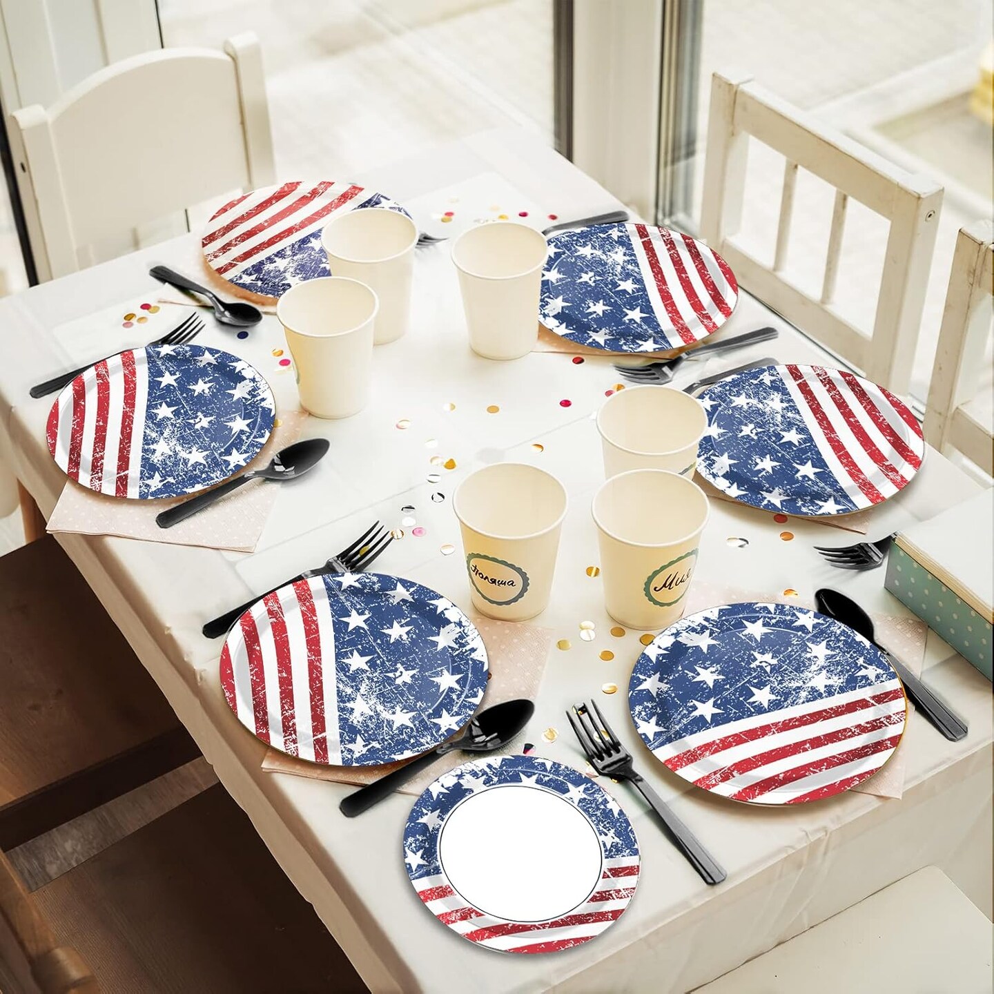 72pcs 4th of July Plates Set – 36 9" & 36 7" Patriotic Disposable Tableware (Flag Party)