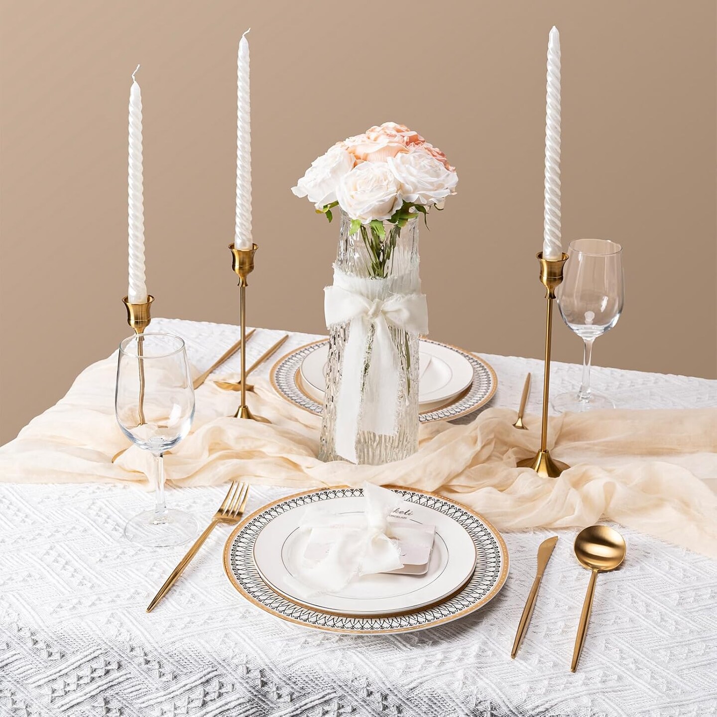 1.5Inch x 3 Rolls Total 24 Yards Ivory Handmade Chiffon Ribbon