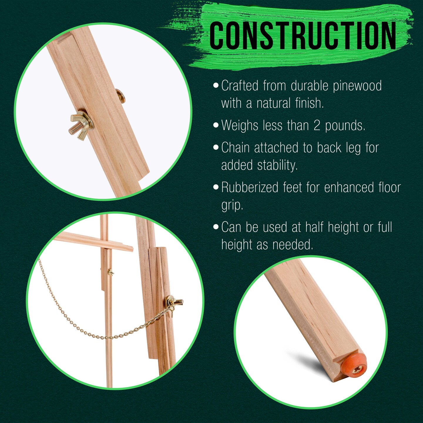 64&#x22; Wooden Easel Stand - Adjustable A-Frame Tripod for Painting, Drawing, Photos &#x26; Signs - Lightweight Easels, Wood Easel Stand for Sign Wedding Display 40&#x22; Canvas Capacity