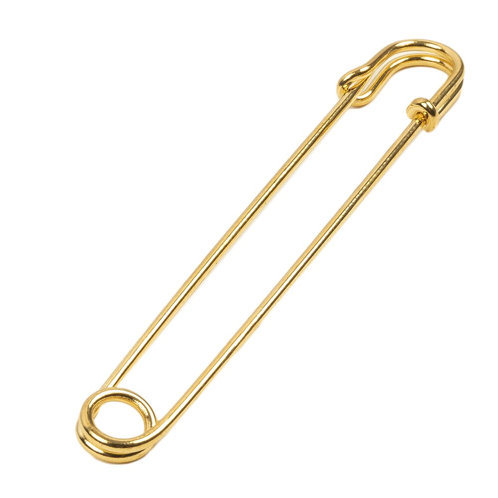 Vintage Czech Gold Large Decorative Safety Pin &#x2013; 3.25&#x22; Metal Fashion Fastener