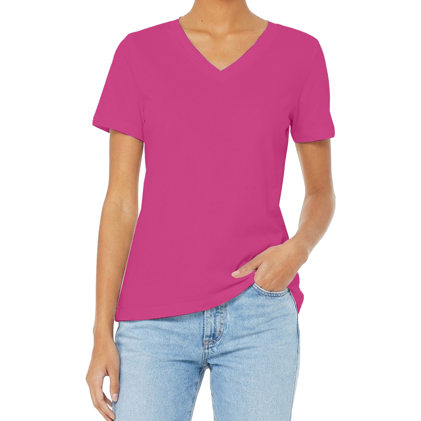 BELLA + CANVAS Women’s Relaxed Jersey V-Neck T-shirt, 100% Cotton Relaxed fit Tee