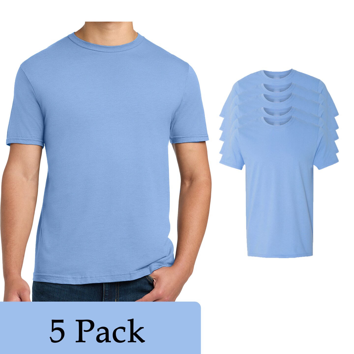 Gildan Men's Softstyle Short Sleeve T-Shirt, Craft Bundle for DIY Printing, Carolina Blue, 3-15 Pack