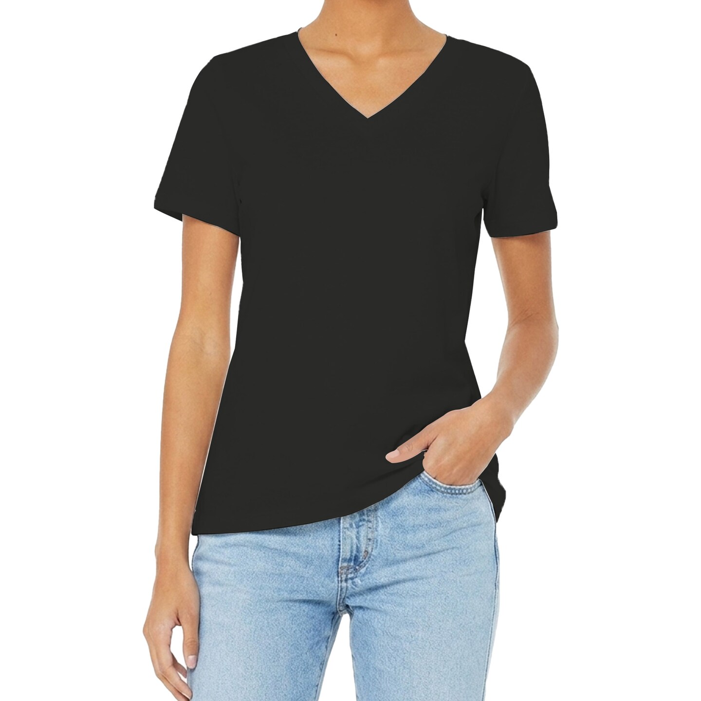 BELLA + CANVAS Women’s Relaxed Jersey V-Neck T-shirt, 100% Cotton Relaxed fit Tee