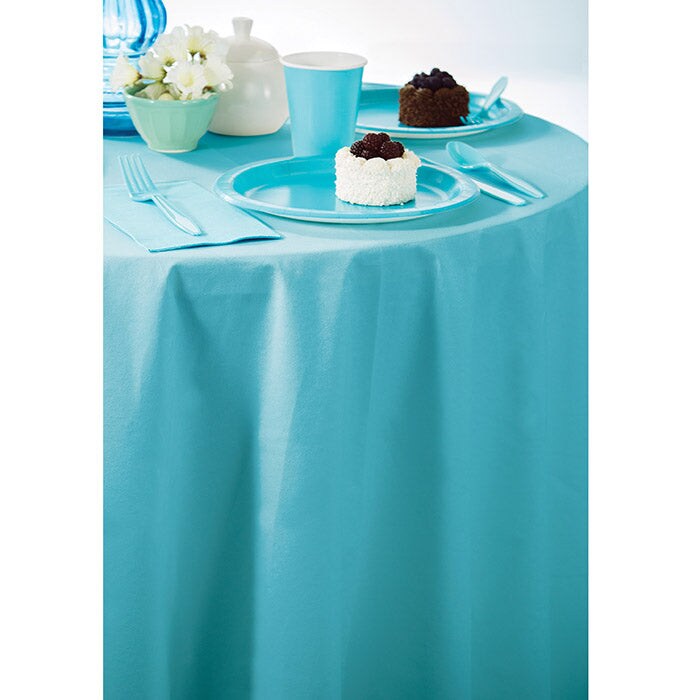 12 pc Bulk Bermuda Blue Round Paper Table Covers 82 inch