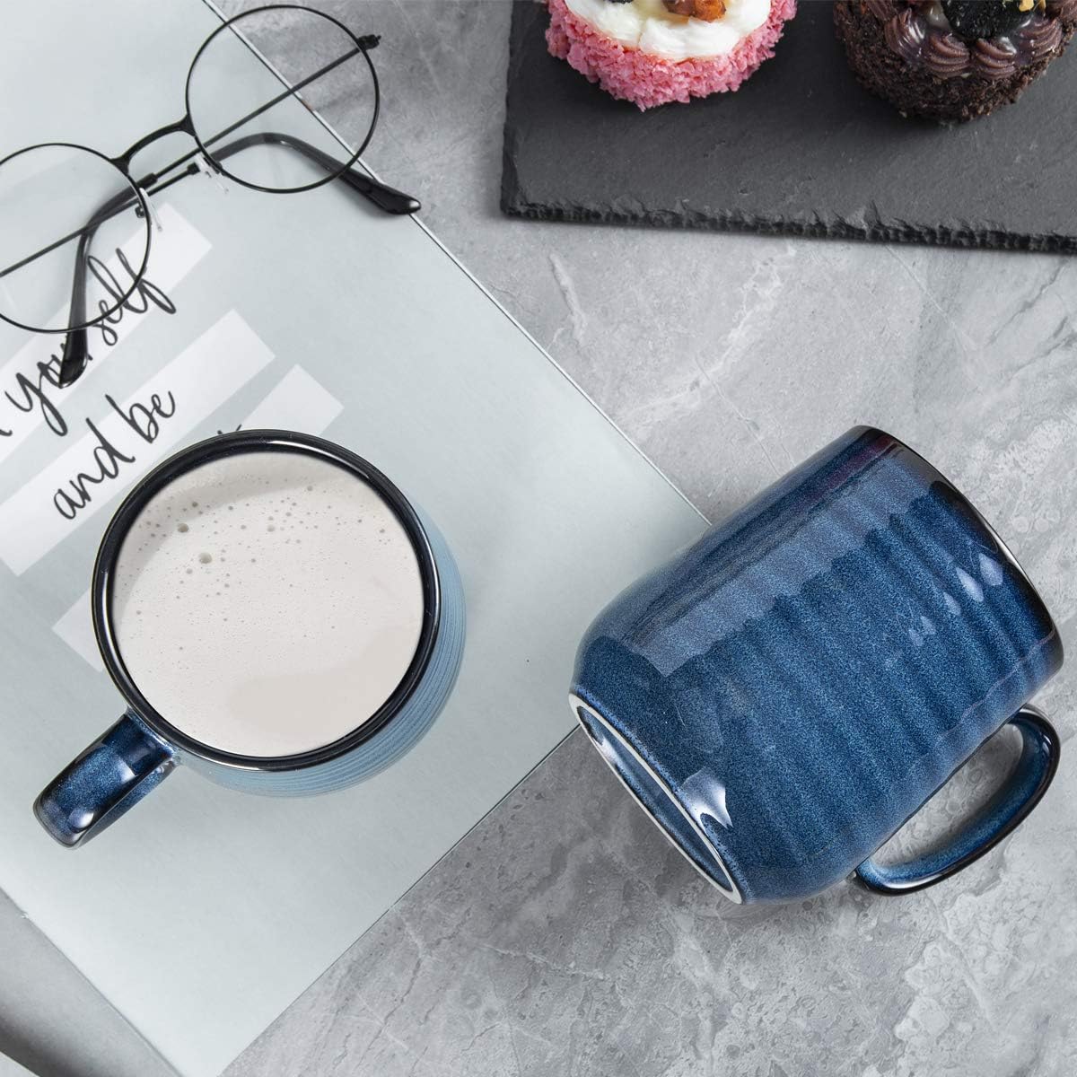 Coffee Mugs Set of 4, 15 Ounce Porcelain Mug Set