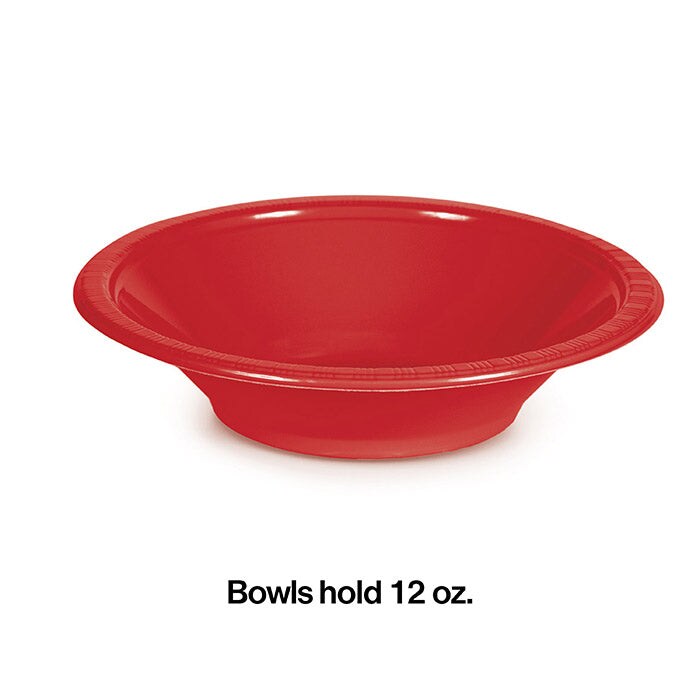 240 pc Bulk Classic Red 12 oz Plastic Bowls