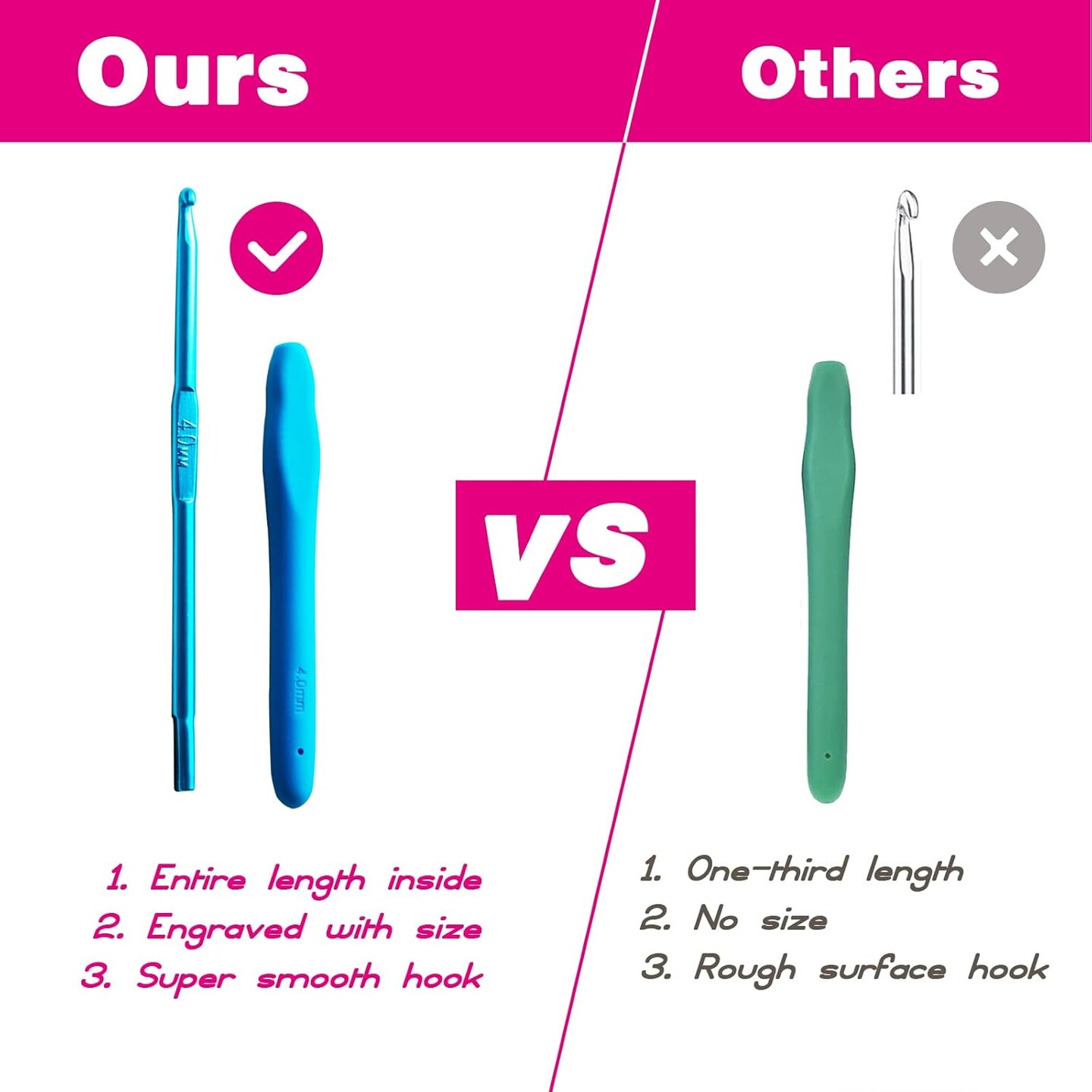 2-Pack Crochet Hooks (7.0mm & 8.0mm) – Super Smooth & Ergonomic Design for Beginners and Advanced Crafters