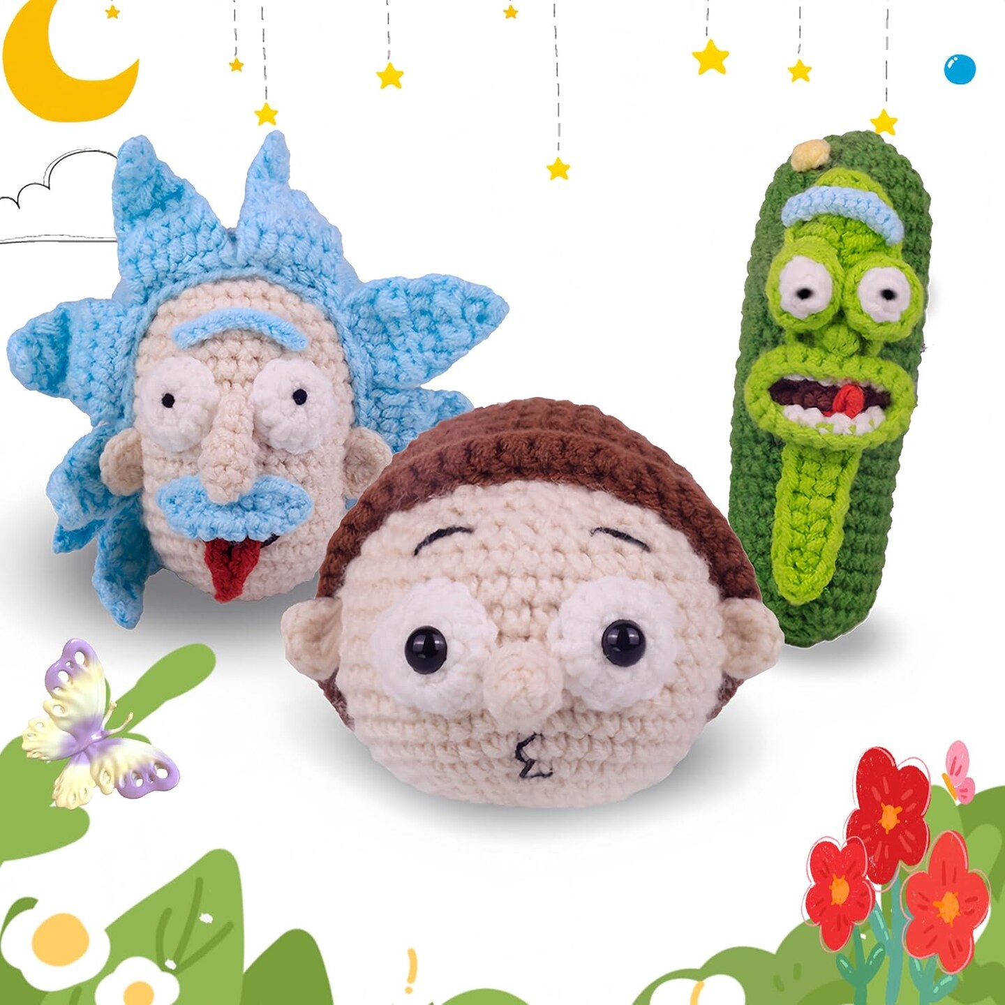 Crochet Kit for Beginners Kids- Beginner Crochet Kit for Adults&#xFF0C;3PC Pickle Catoon Character