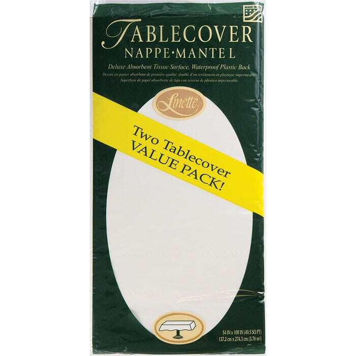 72 pc Bulk White Linette Paper Table Covers 54&#x22; x 108&#x22;