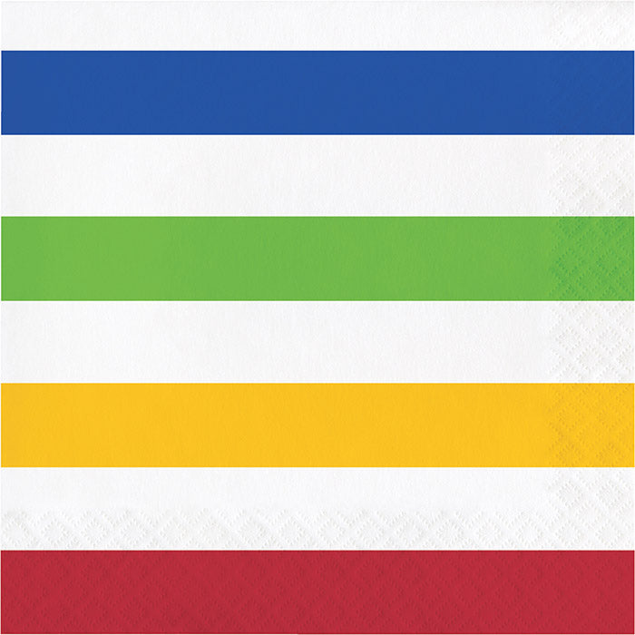 192 pc Bulk Multicolor Polka Dots and Stripes Paper Luncheon Napkins