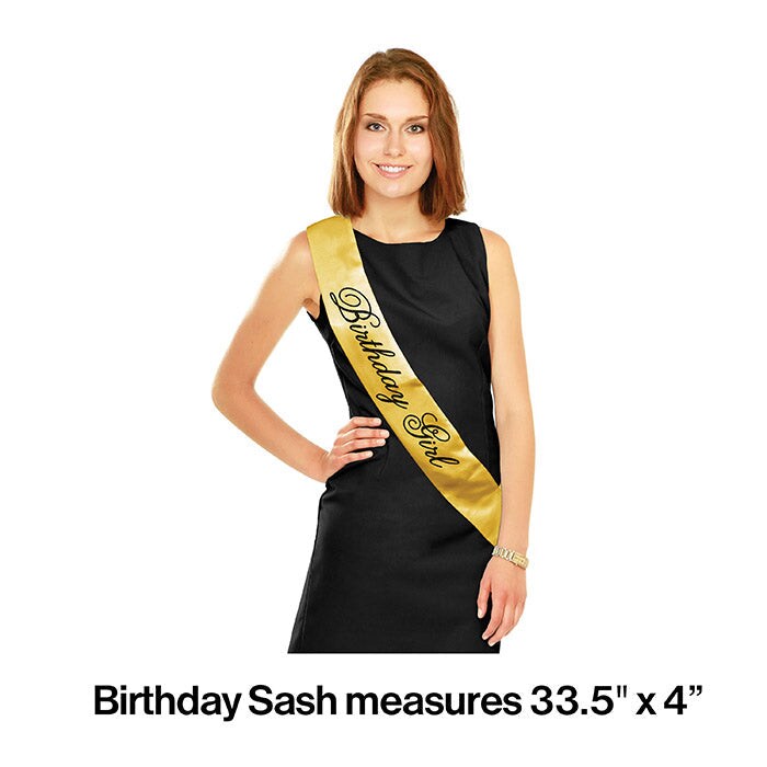 12 pc Bulk Black and Gold Birthday Sashes