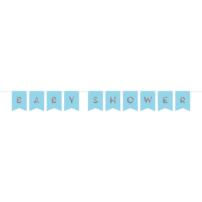 12 pc Bulk Blue and Silver Celebration Baby Shower Banners