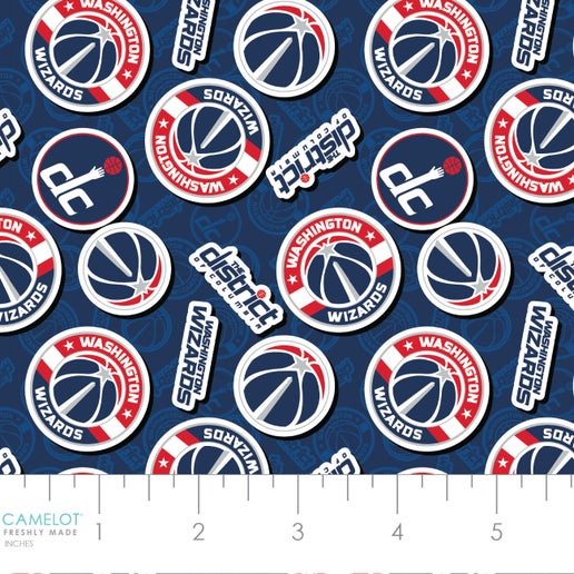 NBA Licensed Washington Wizards Toss Navy Cotton Fabric by the Yard