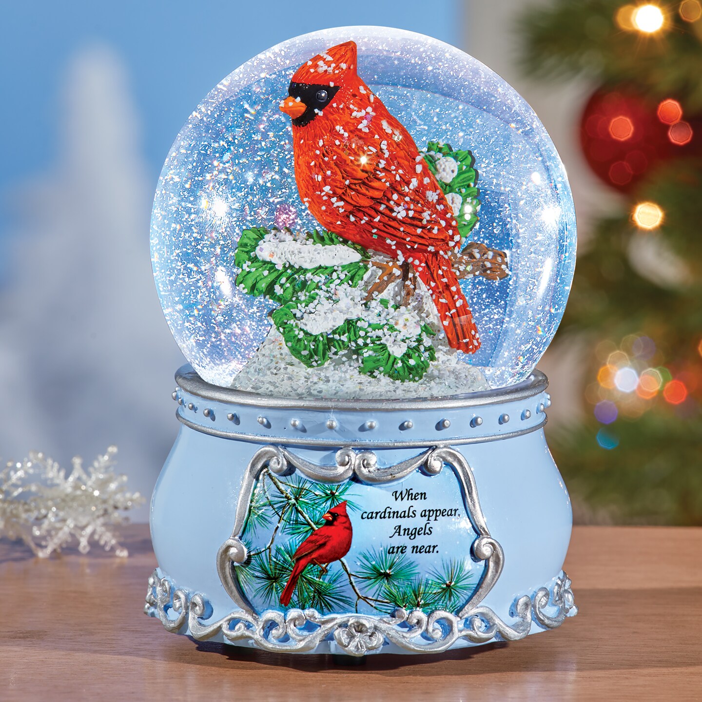 Collections Etc Musical Cardinals Appear Snow Globe Decoration