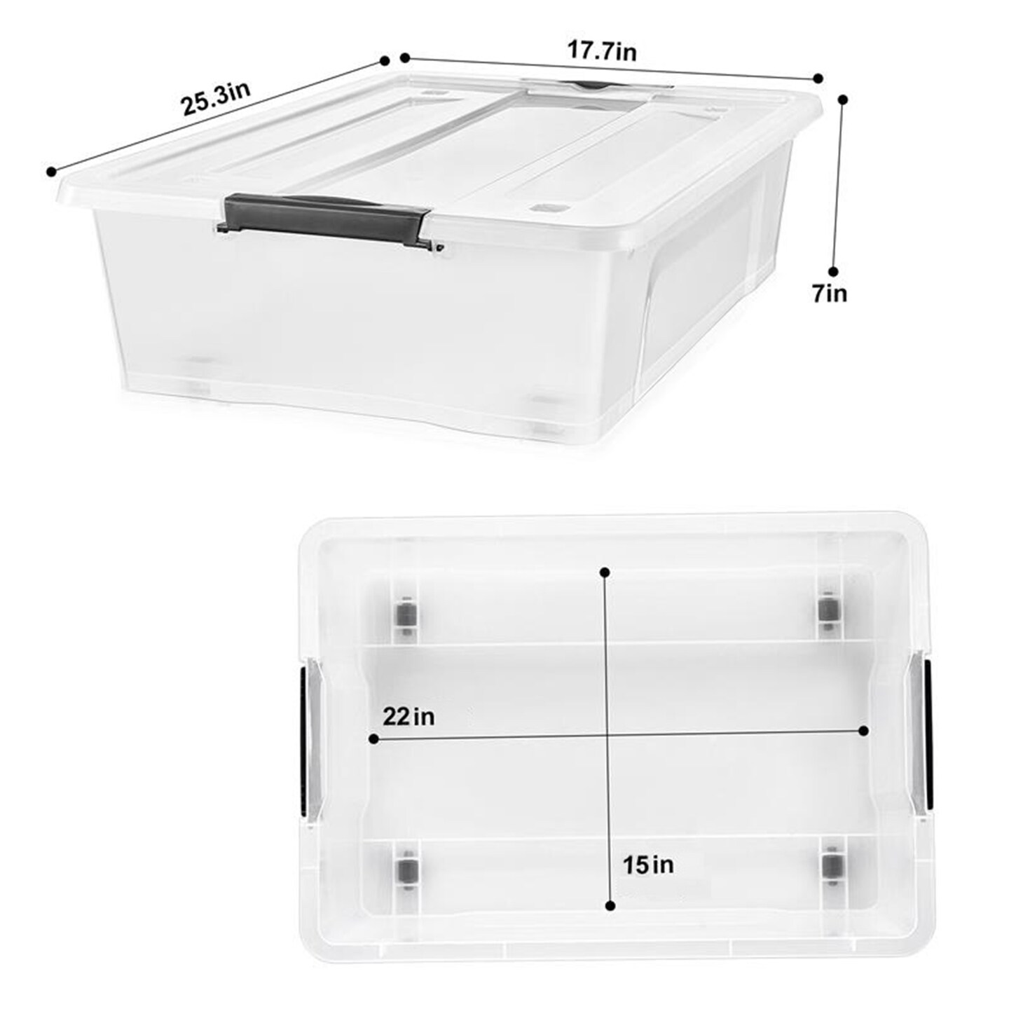 Sorbus Clear Plastic 40qt Underbed Storage Containers with Wheels, Snap Lock Lids and Handles - Perfect for Organizing Clothes, Bedding, Etc