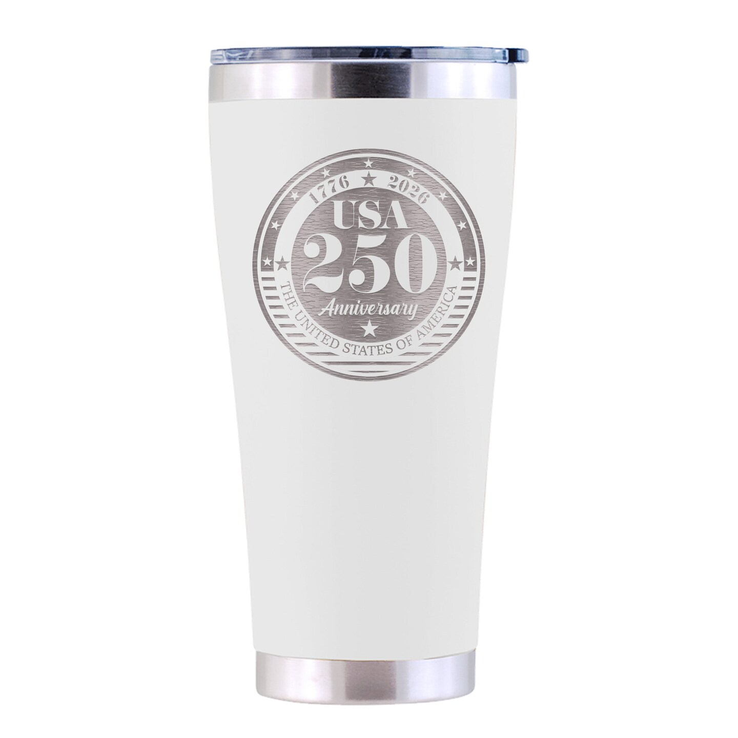 30oz Stainless Steel Tumbler, White, Etched, 250 Year Anniversary