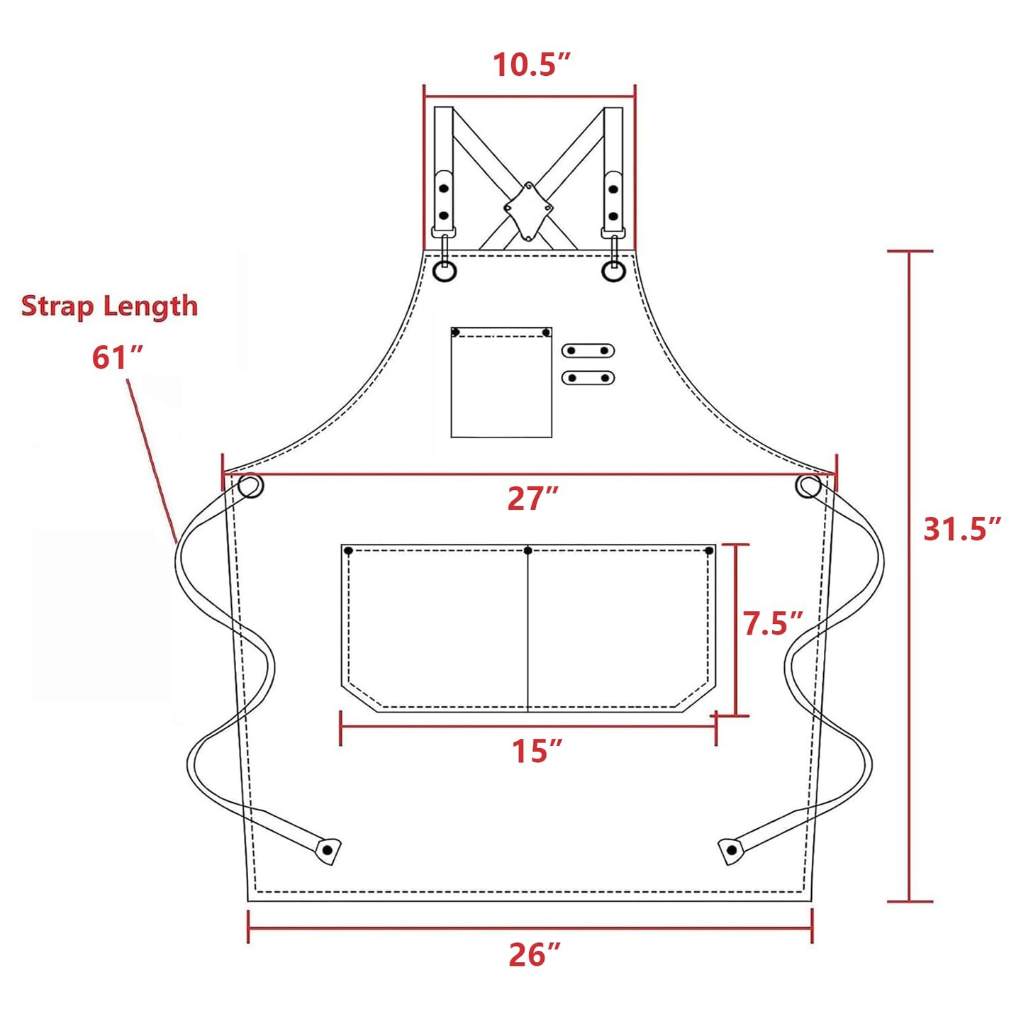 Chef Aprons for Men Women with Oversized Pockets, 16-Ounce Cotton Canvas Cross Back Heavy Duty Work Apron (Black)