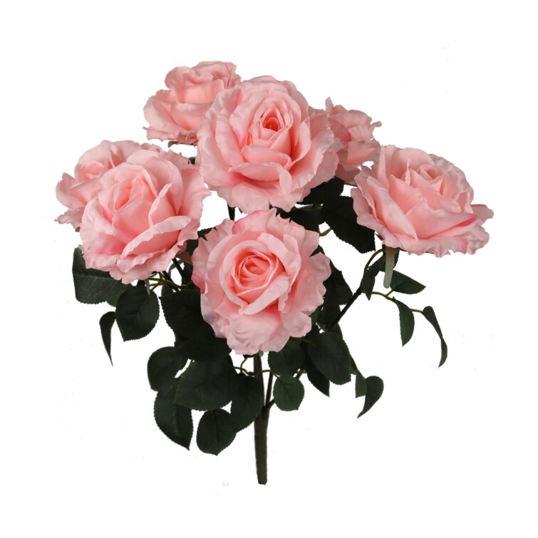 Rose Bush w/ 7 Silk Blooms 20&#x22;-2 PACK