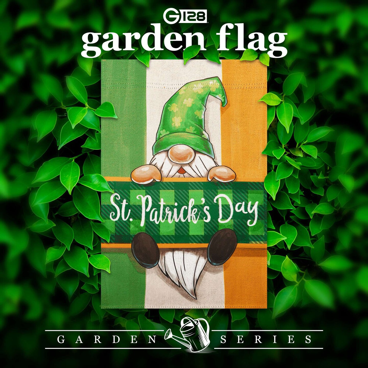G128 Happy St. Patrick's Day Gnome Irish Flag Garden Flag 12x18 In Double Sided St. Patrick's Day Yard Garden Lawn Decoration