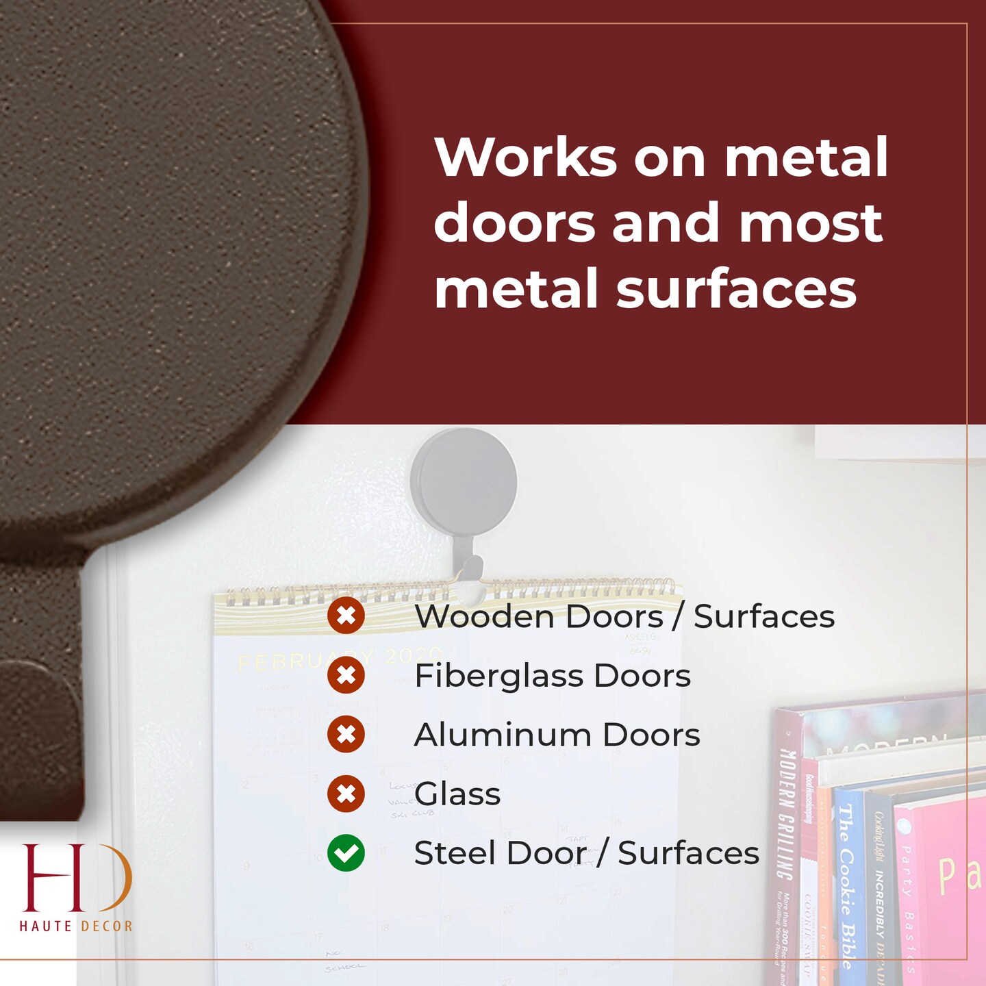 Haute Decor Attract® Magnetic Hanger, 1 Pack - Strong Magnet Hook for Metal Doors and Surfaces