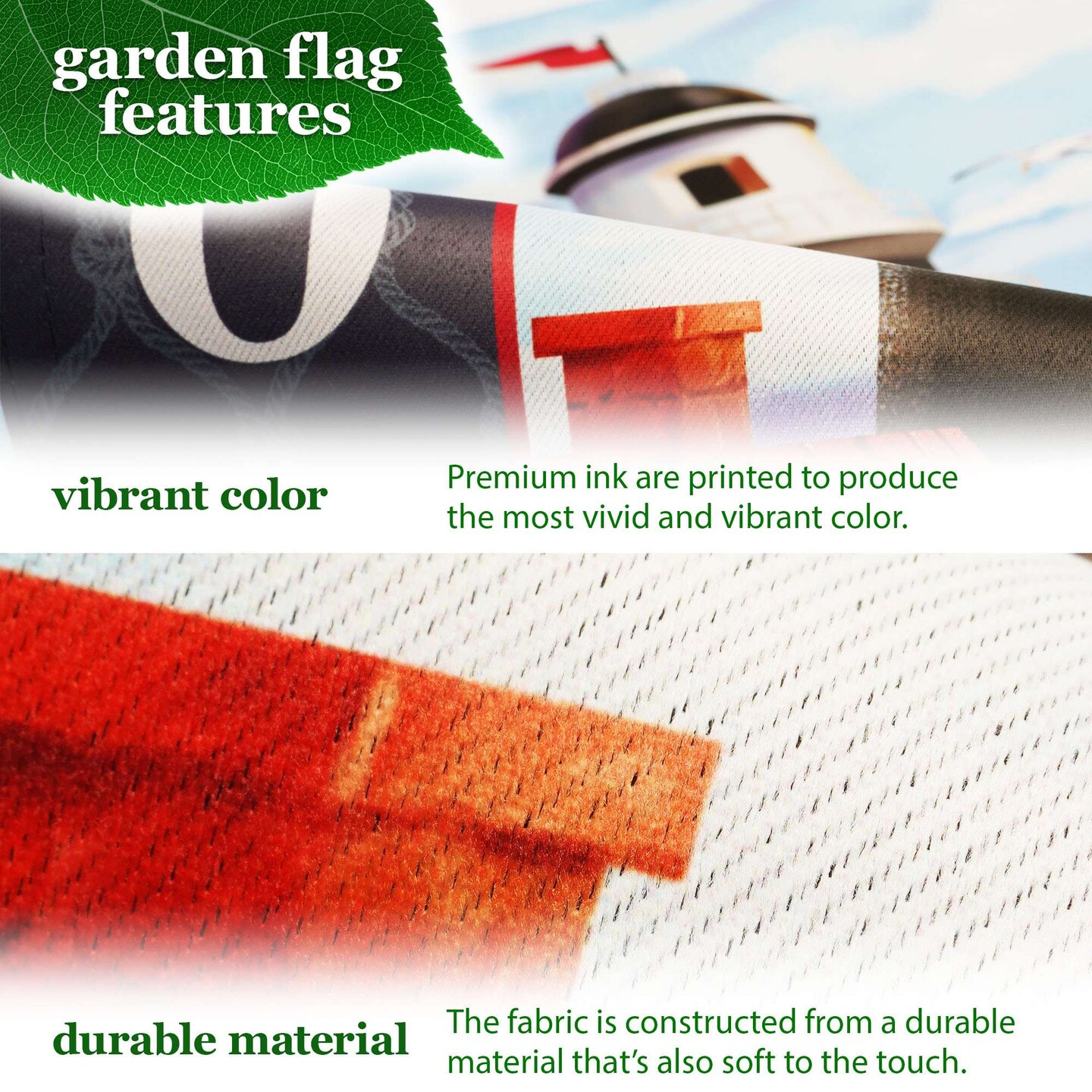 G128 Combo Pack: Garden Flag Stand 36x16IN & Garden Flag Welcome Lighthouse Beach Printed 12x18IN Double Sided